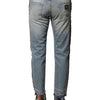 Dolce & Gabbana Light Blue Tattered Straight Men Denim Jeans