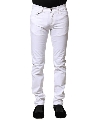 Dolce & Gabbana White Cotton Skinny Men Denim Jeans