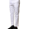 Dolce & Gabbana White Cotton Straight Logo Men Pants