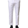Dolce & Gabbana White Cotton Straight Logo Men Pants