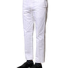 Dolce & Gabbana White Cotton Straight Logo Men Pants