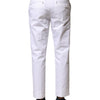Dolce & Gabbana White Cotton Straight Logo Men Pants