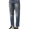Dolce &amp; Gabbana – Blau verwaschene, zerfetzte Jeans im Straight Fit