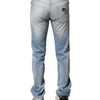 Dolce & Gabbana Light Blue Washed Straight Fit Denim Jeans