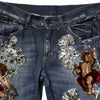 Dolce & Gabbana Blue Cotton Rhinestone Embellish Denim Jeans