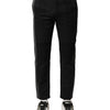Dolce & Gabbana Black Gray Cotton Tapered Men Pants