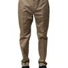 Dolce & Gabbana Brown Cotton Tapered Men Formal Pants