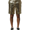 Dolce & Gabbana Gold Sequin Polyester Embellished Bermuda Shorts