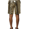 Dolce & Gabbana Gold Sequin Polyester Embellished Bermuda Shorts