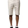 Dolce & Gabbana Beige Cotton Stretch Mid Waist Bermuda Shorts