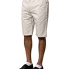 Dolce & Gabbana Beige Cotton Stretch Mid Waist Bermuda Shorts