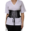 Dolce & Gabbana Black Cotton Waist LaceUp Strap Corset Belt