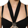 Dolce & Gabbana Black Cropped Viscose Halter Bustier Top