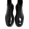 Dolce & Gabbana Black Leather Logo Ankle Boots Lace Up Shoes