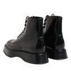 Dolce & Gabbana Black Leather Logo Ankle Boots Lace Up Shoes
