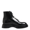 Dolce & Gabbana Black Leather Logo Ankle Boots Lace Up Shoes