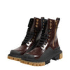 Dolce & Gabbana Brown Black Leather Boots Zipper Lace Up Shoes