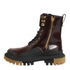 Dolce & Gabbana Brown Black Leather Boots Zipper Lace Up Shoes