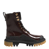 Dolce & Gabbana Brown Black Leather Boots Zipper Lace Up Shoes