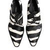 Dolce & Gabbana Black White Zebra Pony Fur Dress Shoes