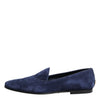 Dolce & Gabbana Blue Velvet DG Logo Loafers Formal Shoes