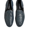 Dolce & Gabbana Blue Woven Leather Slip On Loafers Shoes