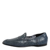 Dolce & Gabbana Blue Woven Leather Slip On Loafers Shoes