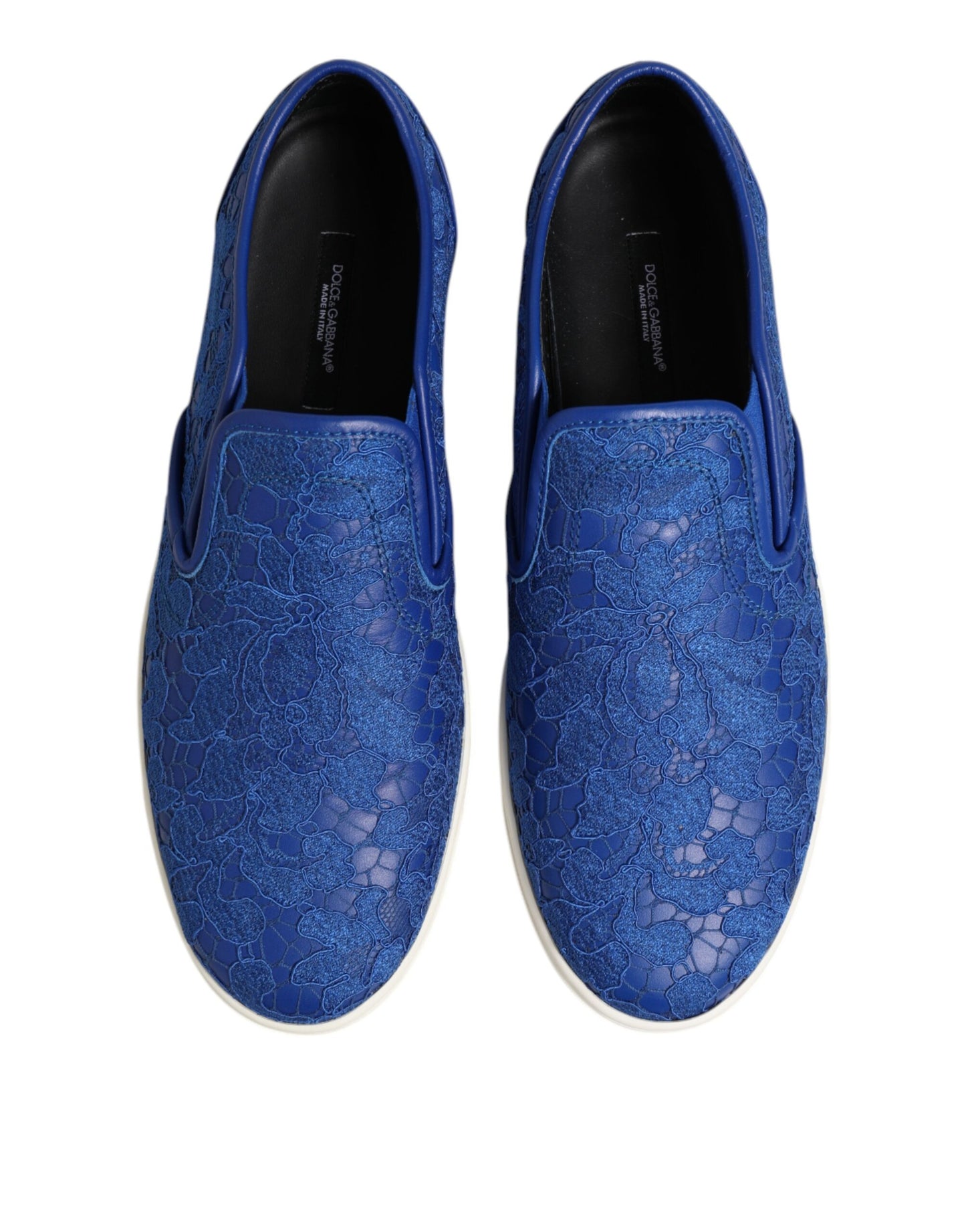 Dolce & Gabbana Blue Leather Lace Slip On Sneaker Shoes