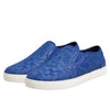 Dolce & Gabbana Blue Leather Lace Slip On Sneaker Shoes