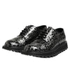 Dolce & Gabbana Black White Calfskin Chunky Derby Shoes