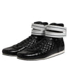 Dolce & Gabbana Black Quilted Leather Lace Up Sneakers Shoes