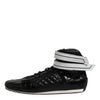 Dolce & Gabbana Black Quilted Leather Lace Up Sneakers Shoes