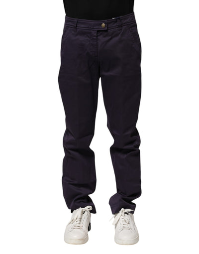 Incotex Dark Purple Mid Waist Casual Straight Pants