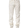 Jeckerson White Cotton Stretch Straight Fit Men Denim Jeans