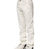 Jeckerson White Cotton Stretch Straight Fit Men Denim Jeans