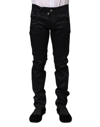Dolce & Gabbana Black Cotton Skinny Mid Waist Pants