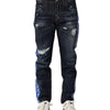 Dolce & Gabbana Dark Blue Tattered Skinny Denim Jeans