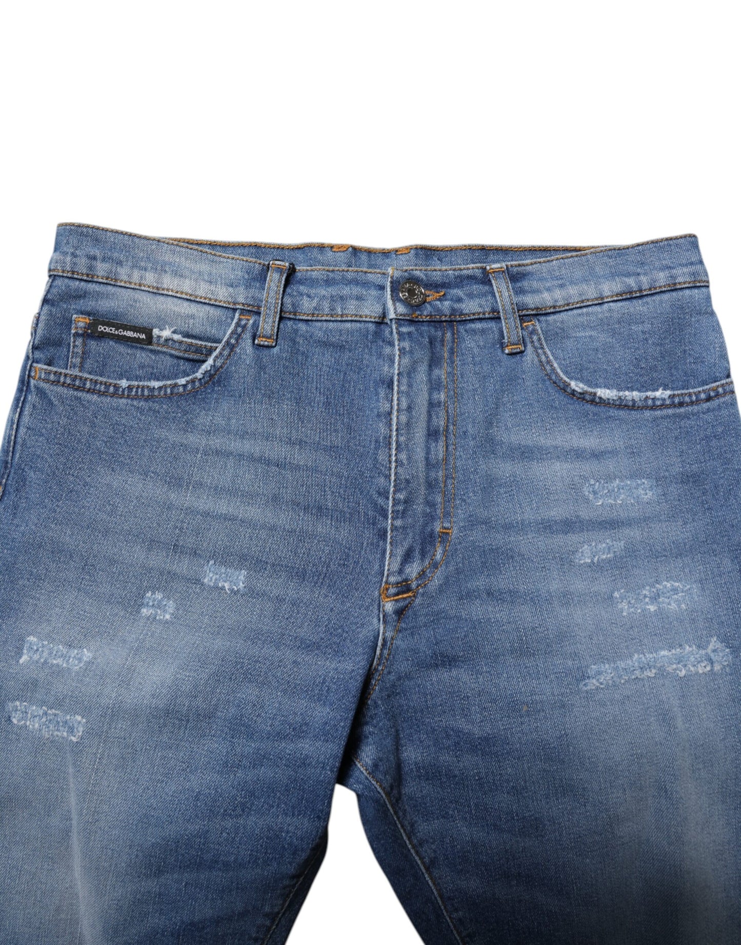 Dolce & Gabbana Blue Cotton Stretch Men Denim Bermuda Shorts