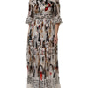 Dolce & Gabbana Multicolor Animal Print Silk Ascot Maxi Dress