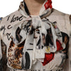 Dolce & Gabbana Multicolor Animal Print Silk Ascot Maxi Dress