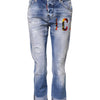 Dsquared² Blue Washed Cotton Mid Waist Skinny Denim Jeans