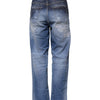Dsquared² Blue Tattered Cotton Mid Waist Straight Denim Jeans