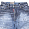 Dsquared² Blue Tattered Cotton Mid Waist Straight Denim Jeans