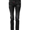 Dsquared² – Schwarze Skinny-Jeans aus verwaschener Baumwolle mit mittlerer Taille