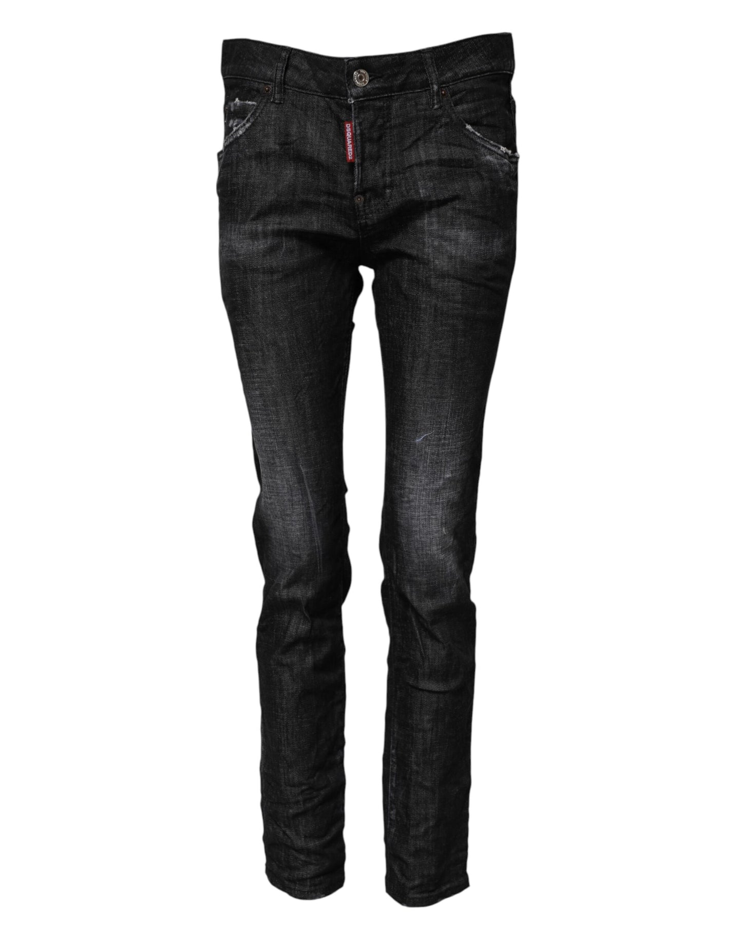 Dsquared² – Schwarze Skinny-Jeans aus verwaschener Baumwolle mit mittlerer Taille