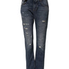 Dolce & Gabbana Blue Cotton Tattered Boyfriend Denim Jeans