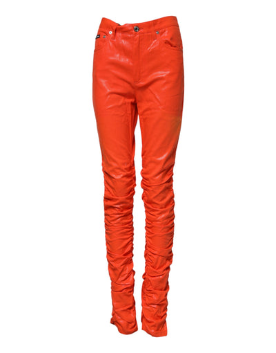 Dolce & Gabbana Orange Cotton High Waisted Denim Jeans
