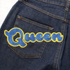 Dolce &amp; Gabbana Blue Queen Patch AUDREY Jeans mit mittlerer Taille
