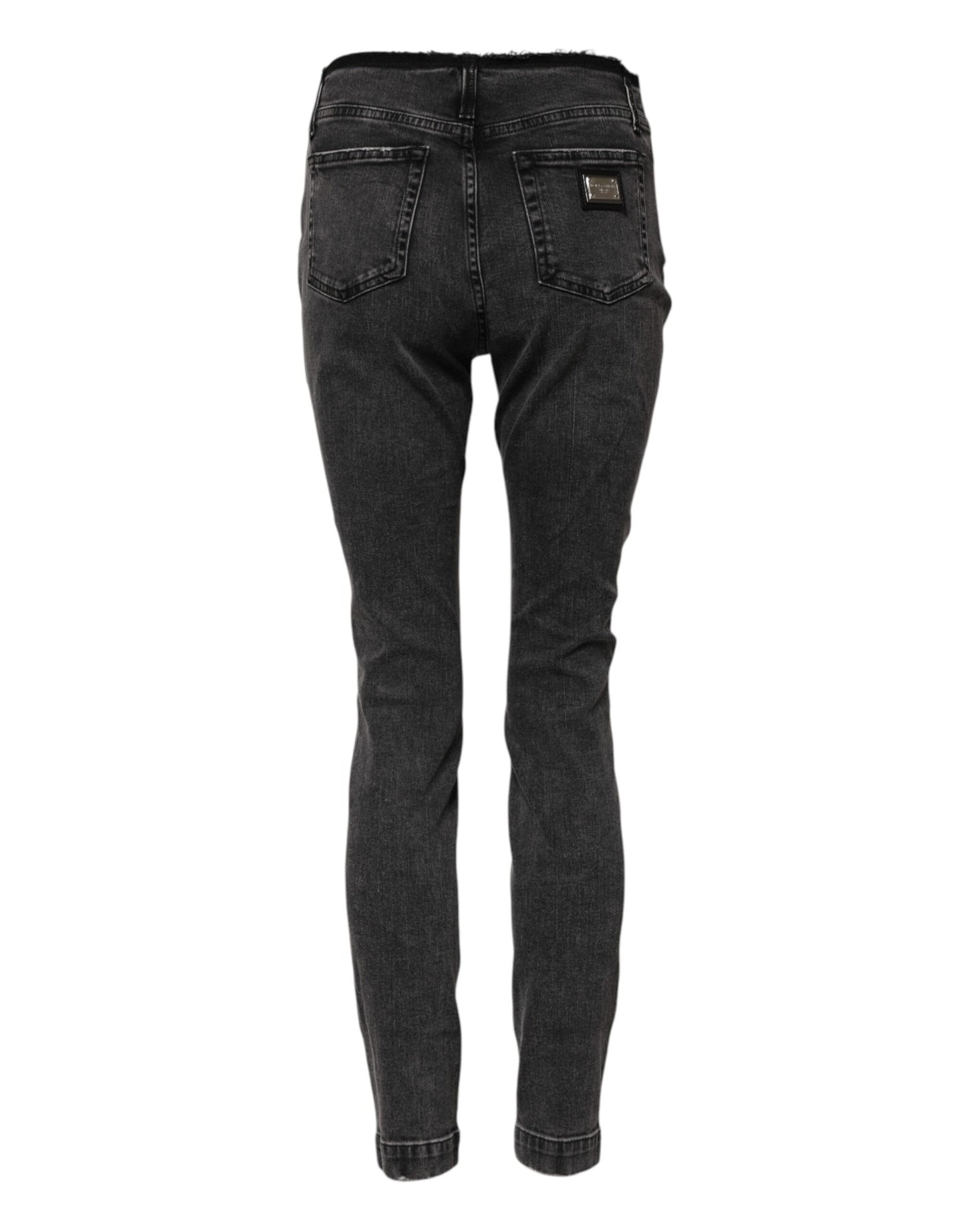 Dolce & Gabbana Gray Skinny Cotton Mid Waisted Denim Jeans