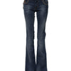 John Galliano Blue Cotton Mid Waist Wide Leg Denim Jeans